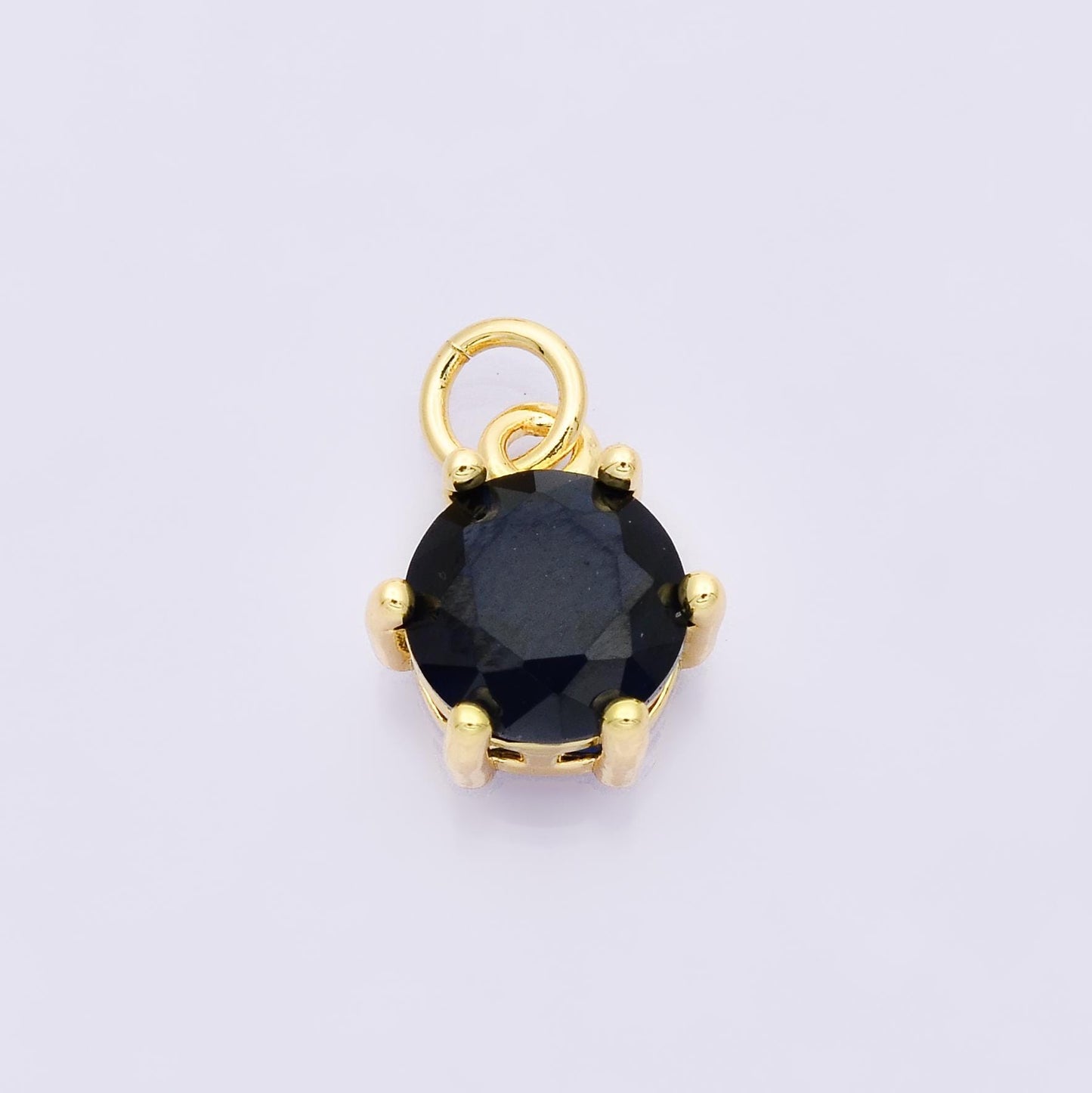 24K Gold Filled CZ Birthstone Charms Round Solitaire Pendant Dainty Minimalist Necklace DIY Custom Jewelry Making Supply | CHARMS-00173