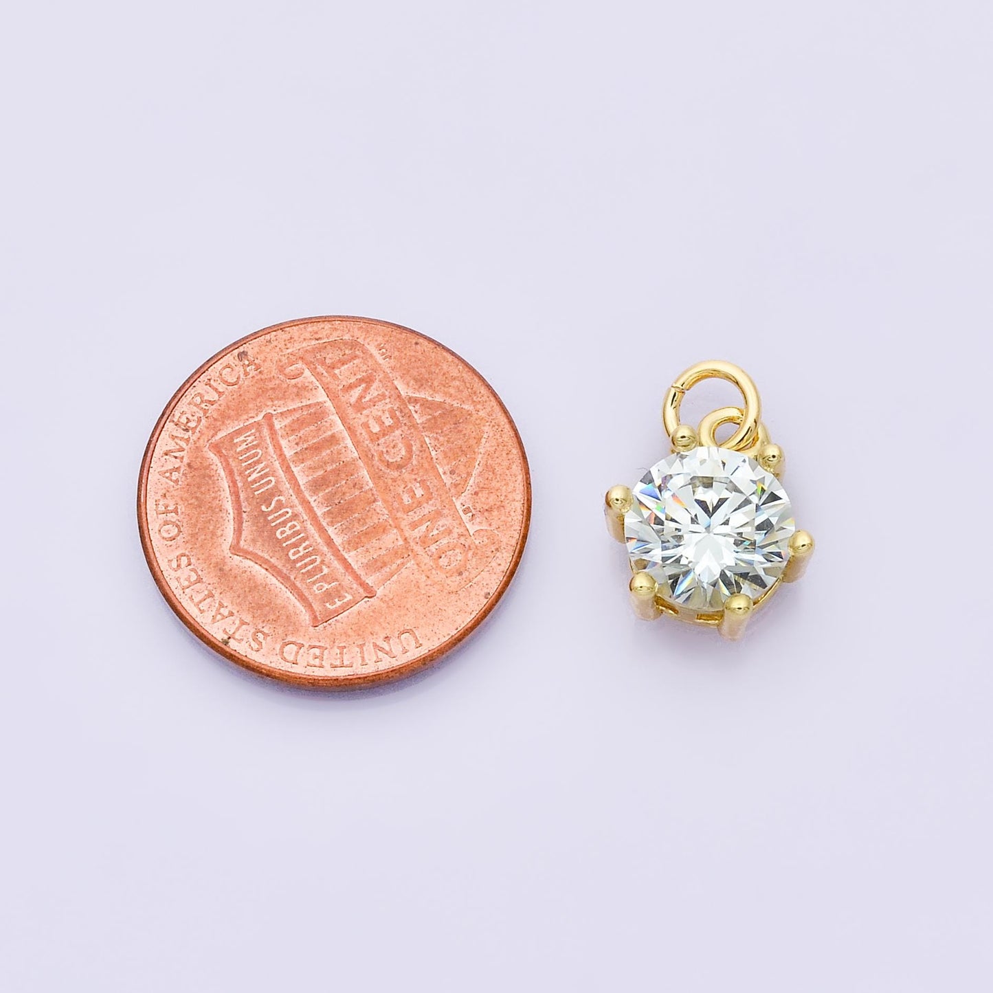 24K Gold Filled CZ Birthstone Charms Round Solitaire Pendant Dainty Minimalist Necklace DIY Custom Jewelry Making Supply | CHARMS-00173