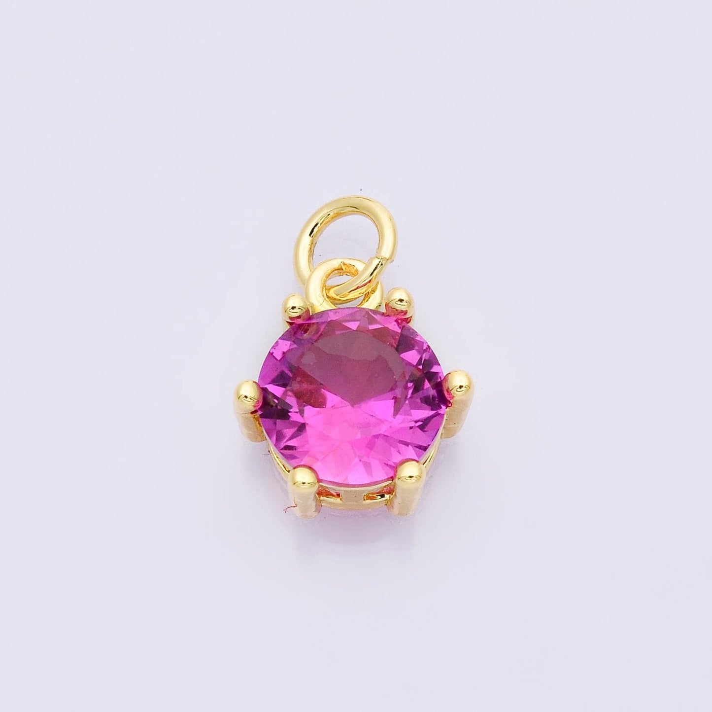 24K Gold Filled CZ Birthstone Charms Round Solitaire Pendant Dainty Minimalist Necklace DIY Custom Jewelry Making Supply | CHARMS-00173