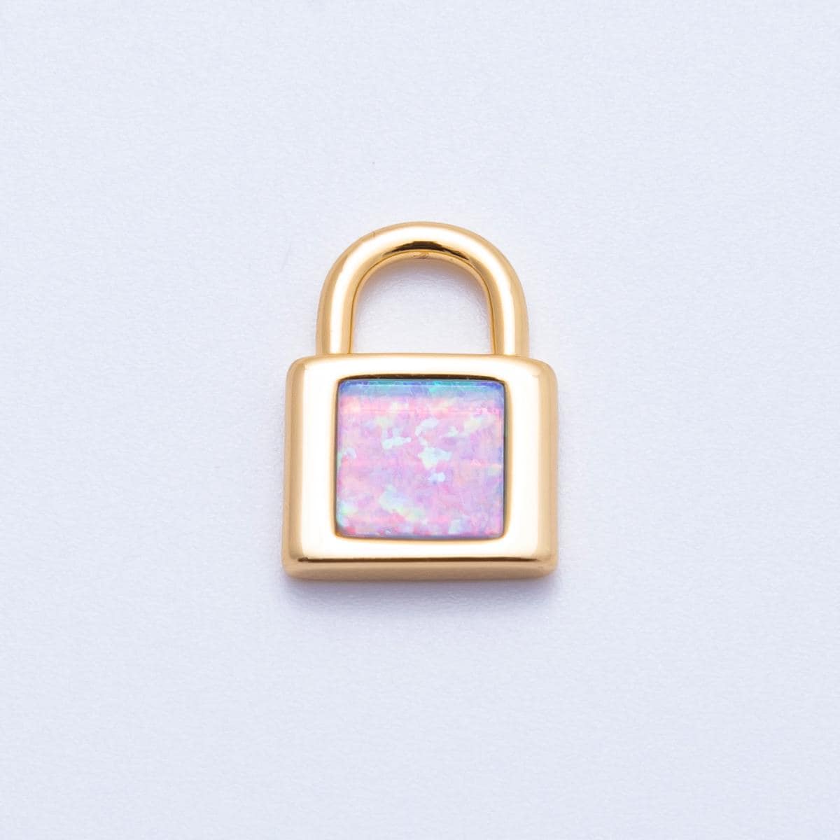 18k gold filled pink and purple opal padlock pendant dainty lock charm DIY Jewelry making supply custom necklace and bracelet | CHARMS-00164