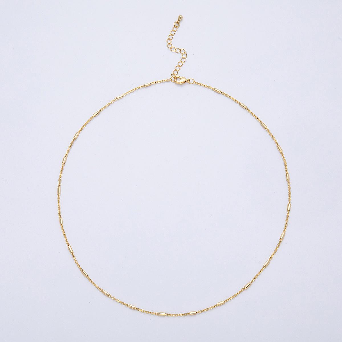 PVD Gold Plated Stainless Steel Satellite Chain Necklace, Dainty Tube Link 18, 19.85 Inch long WA-4142