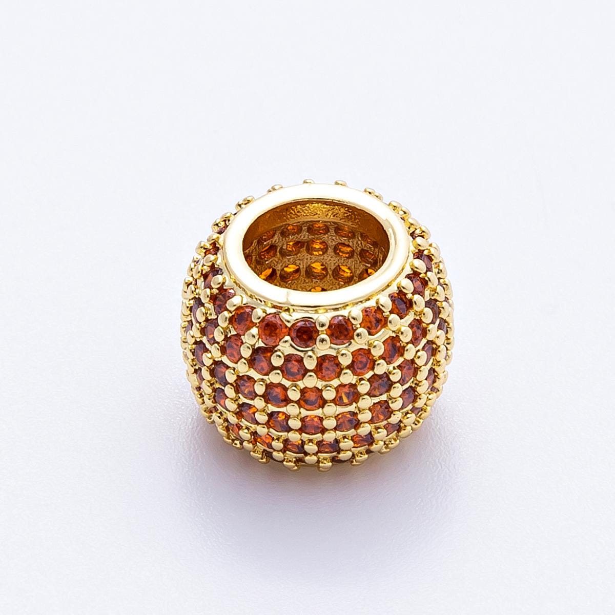 16K Gold Filled 9mm Purple, Clear, Green, Blue, Fuchsia Micro Paved CZ Rondelle Bead DIY Jewelry Making Supply for bracelets | Beads-00039