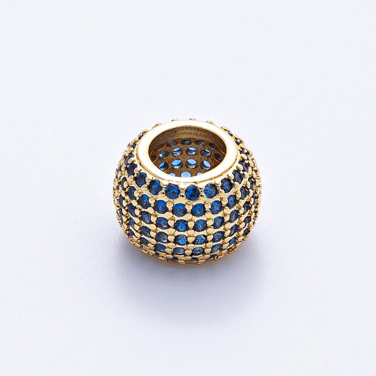 16K Gold Filled 9mm Purple, Clear, Green, Blue, Fuchsia Micro Paved CZ Rondelle Bead DIY Jewelry Making Supply for bracelets | Beads-00039