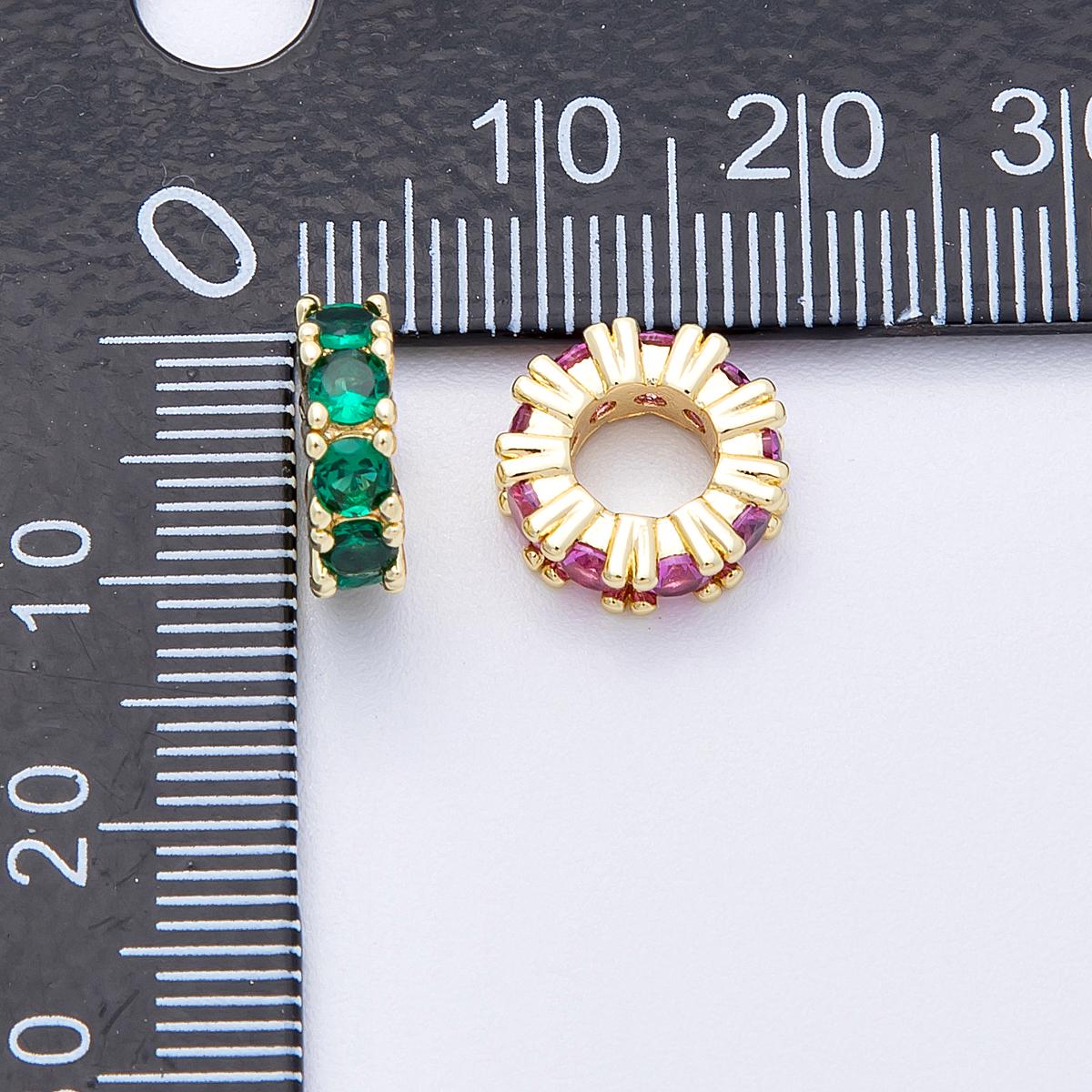 11mm Sparkling 16k gold filled multicolor CZ rondelle spacer beads DIY Jewelry Making Supply for custom bracelet necklace | BEADS-00064