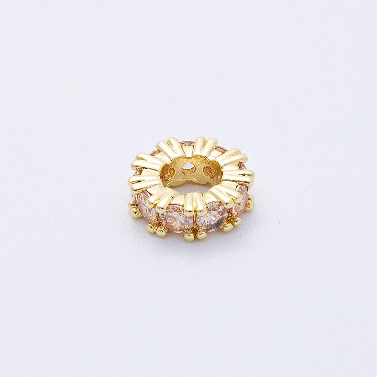11mm Sparkling 16k gold filled multicolor CZ rondelle spacer beads DIY Jewelry Making Supply for custom bracelet necklace | BEADS-00064