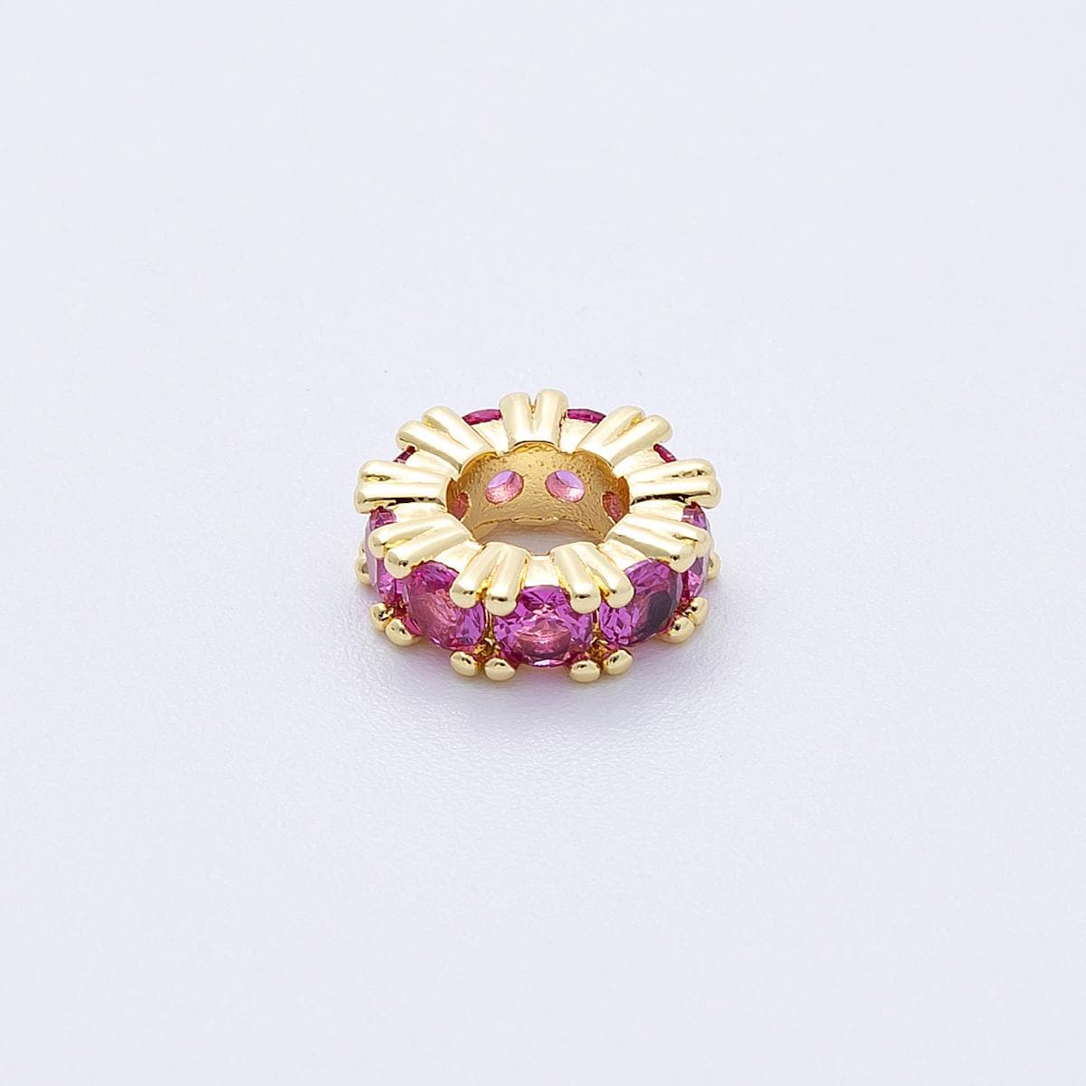 11mm Sparkling 16k gold filled multicolor CZ rondelle spacer beads DIY Jewelry Making Supply for custom bracelet necklace | BEADS-00064