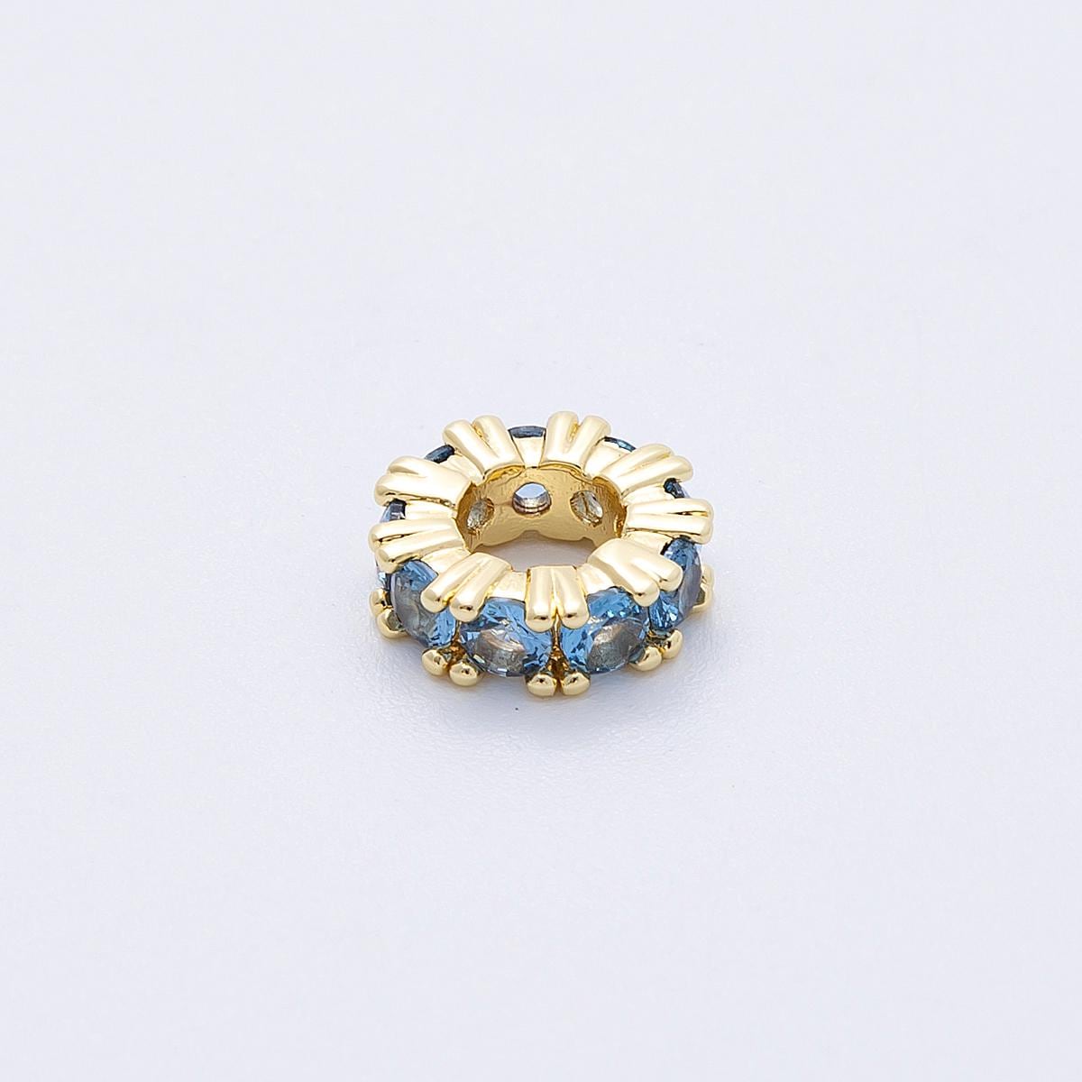 11mm Sparkling 16k gold filled multicolor CZ rondelle spacer beads DIY Jewelry Making Supply for custom bracelet necklace | BEADS-00064