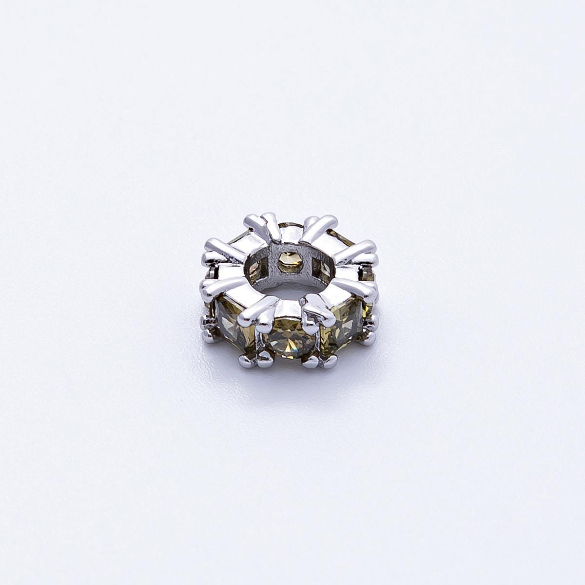 10mm Sparkling multicolor CZ rondelle spacer beads DIY Jewelry Making Supply for custom bracelet necklace for diy jewelry | BEADS-00077
