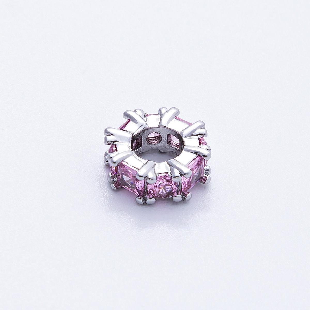 10mm Sparkling multicolor CZ rondelle spacer beads DIY Jewelry Making Supply for custom bracelet necklace for diy jewelry | BEADS-00077