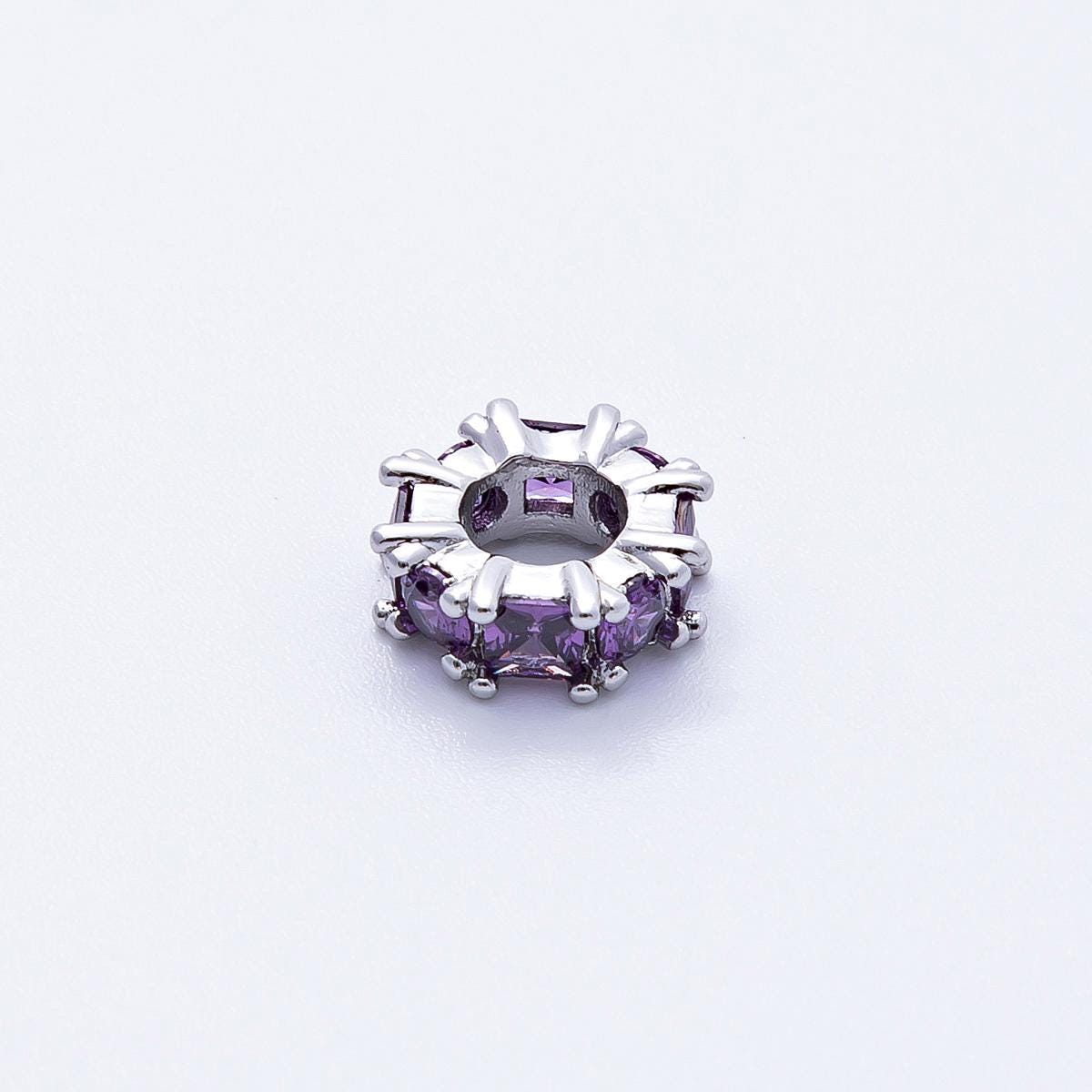 10mm Sparkling multicolor CZ rondelle spacer beads DIY Jewelry Making Supply for custom bracelet necklace for diy jewelry | BEADS-00077