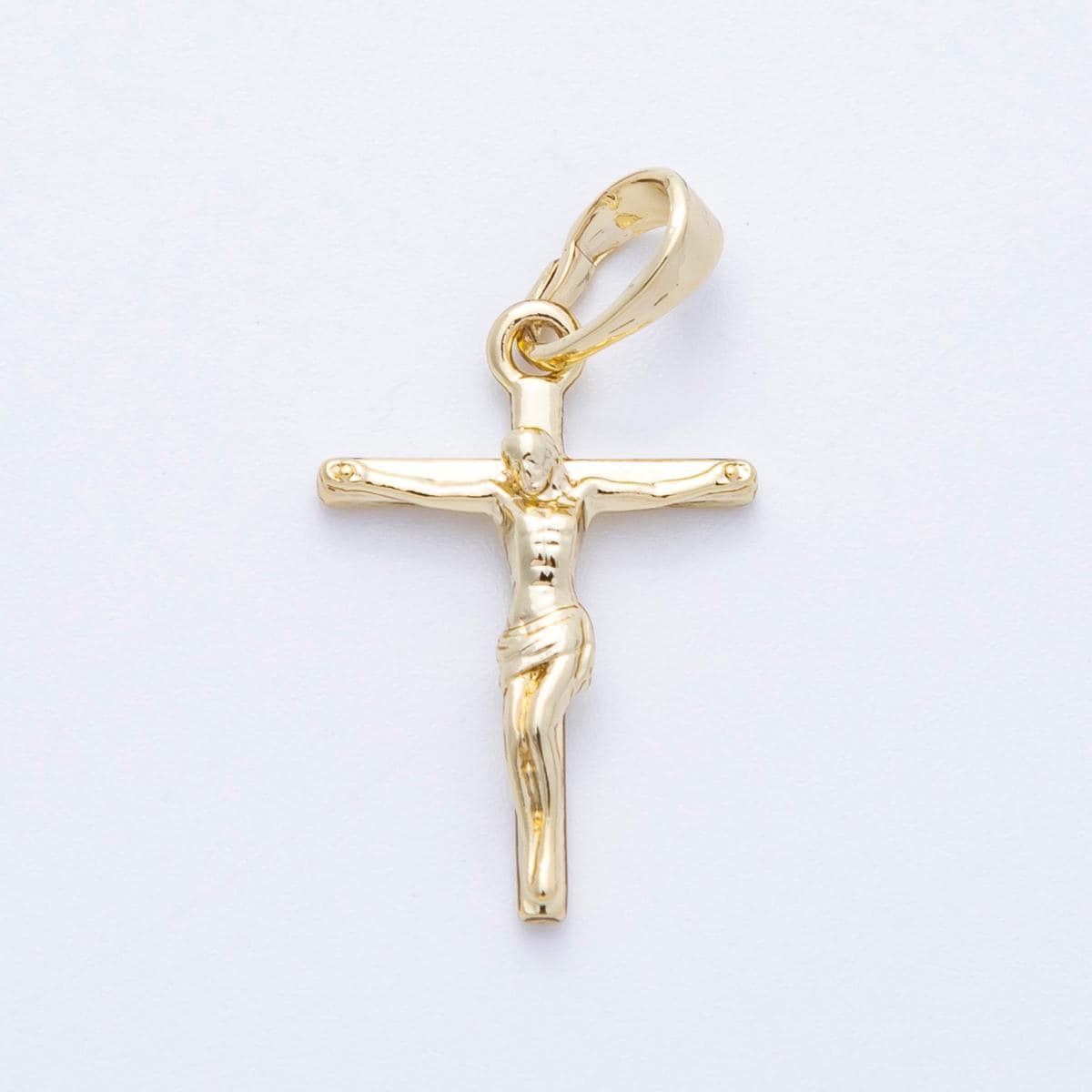 14k gold filled 19.5mm crucifix pendant religious Jesus cross charm baptism or communion gift DIY jewelry making necklace | CHARMS-00152