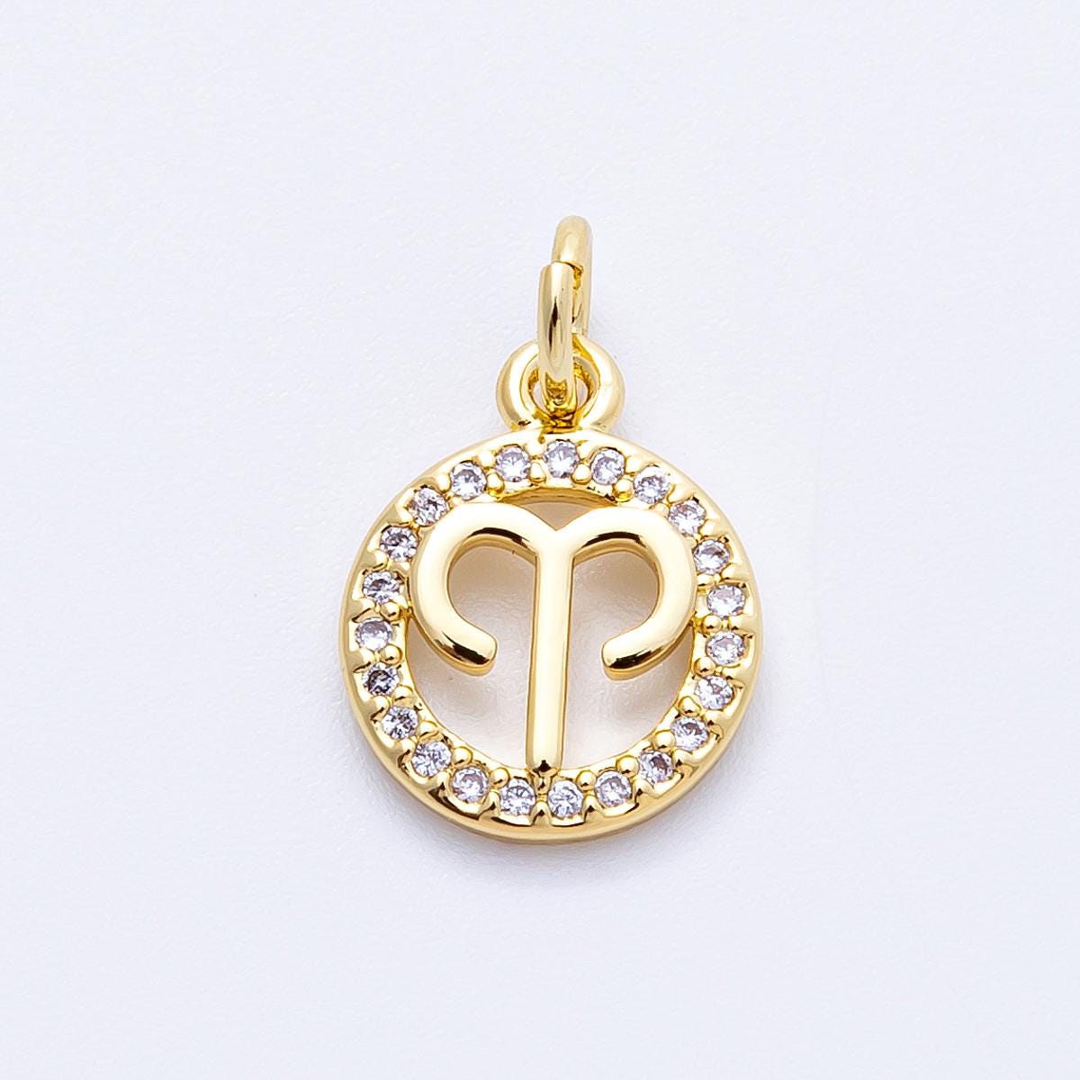13.4mm small zodiac charms 16k gold filled charm astrological zodiac signs, zodiac symbols add on pendant earring horoscope | CHARMS-00234