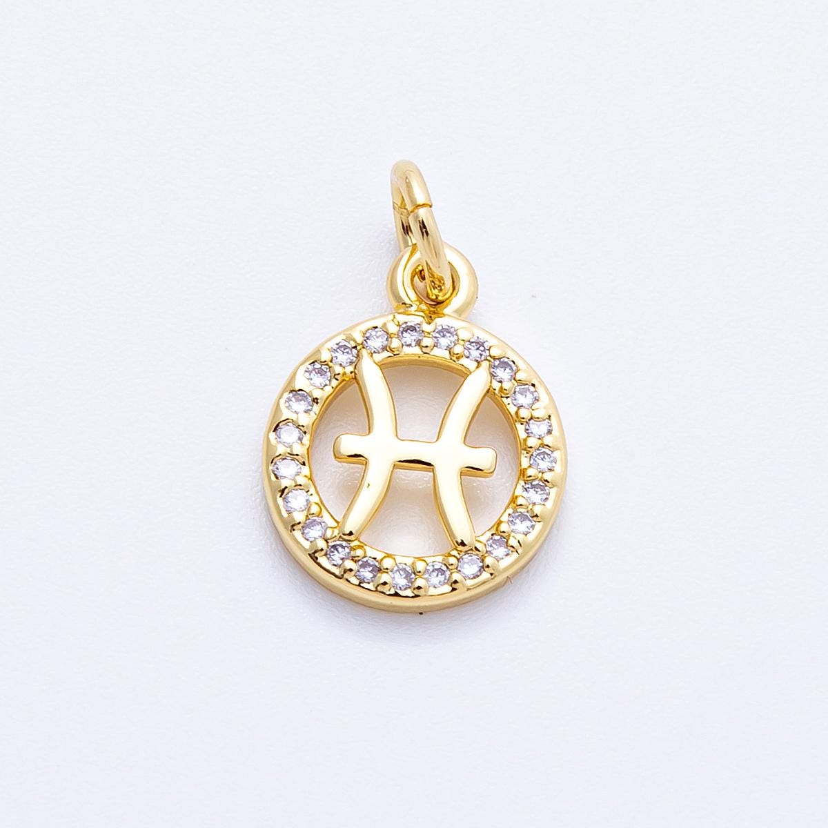 13.4mm small zodiac charms 16k gold filled charm astrological zodiac signs, zodiac symbols add on pendant earring horoscope | CHARMS-00234