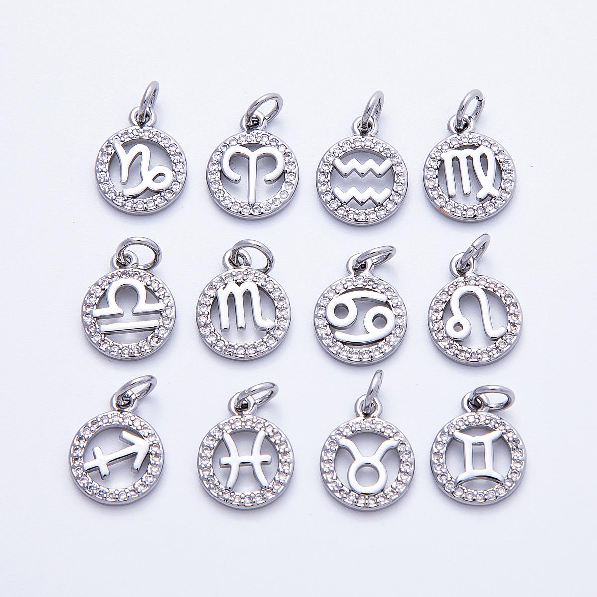 13.4mm small zodiac charms astrological zodiac signs, zodiac symbols add on pendant earring bracelet necklace horoscope | CHARMS-00235