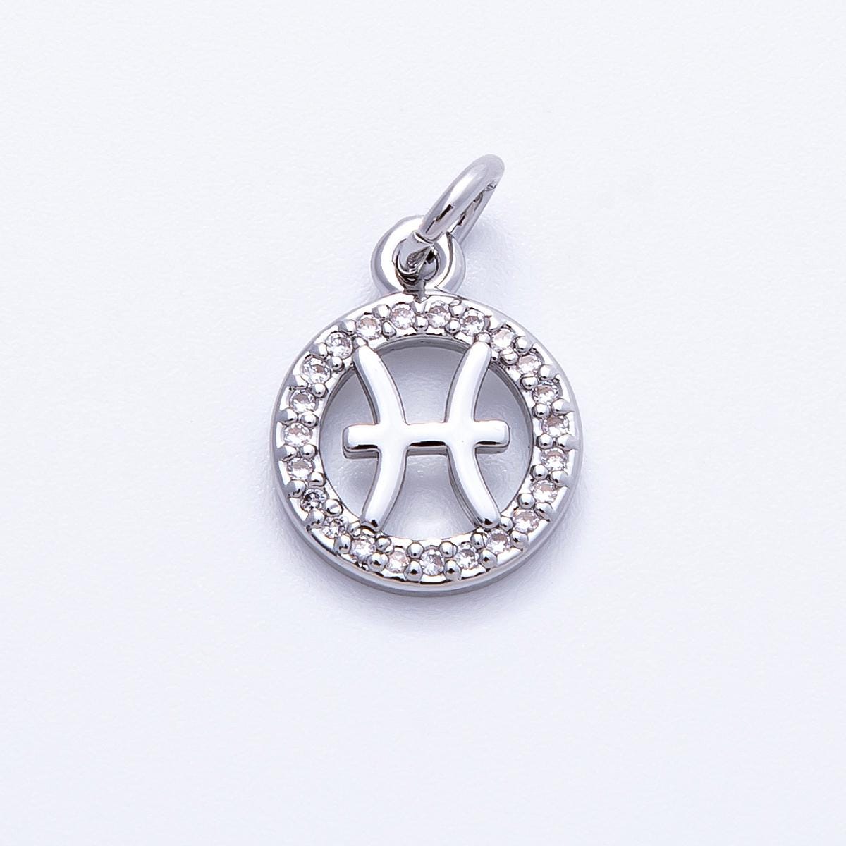 13.4mm small zodiac charms astrological zodiac signs, zodiac symbols add on pendant earring bracelet necklace horoscope | CHARMS-00235
