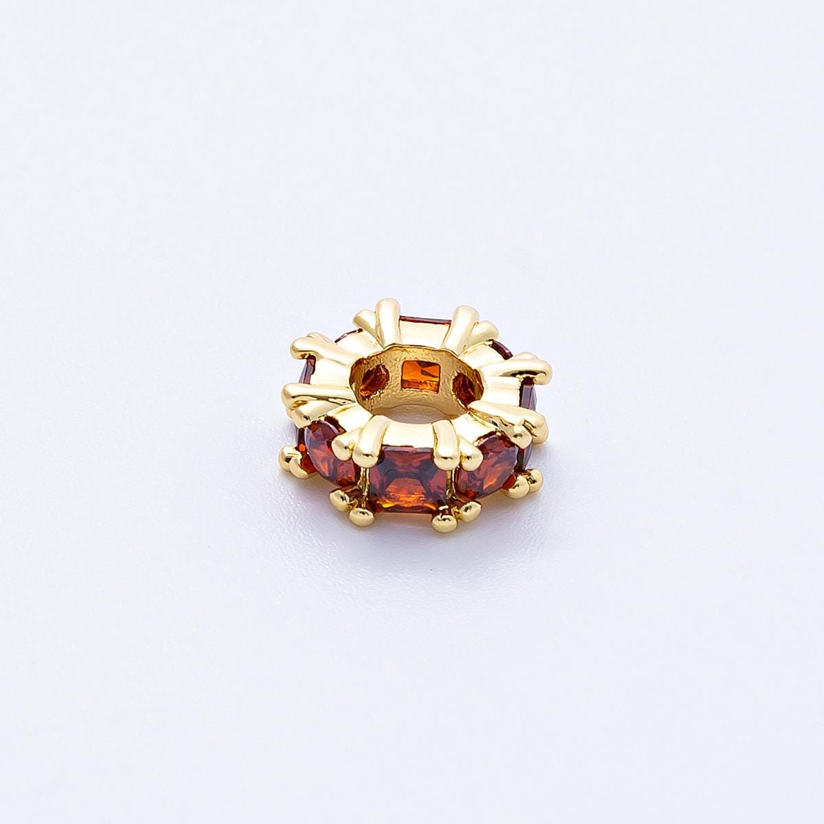10mm 16k gold filled Sparkling multicolor CZ rondelle spacer beads DIY Jewelry Making Supply for custom bracelet necklace | BEADS-00089