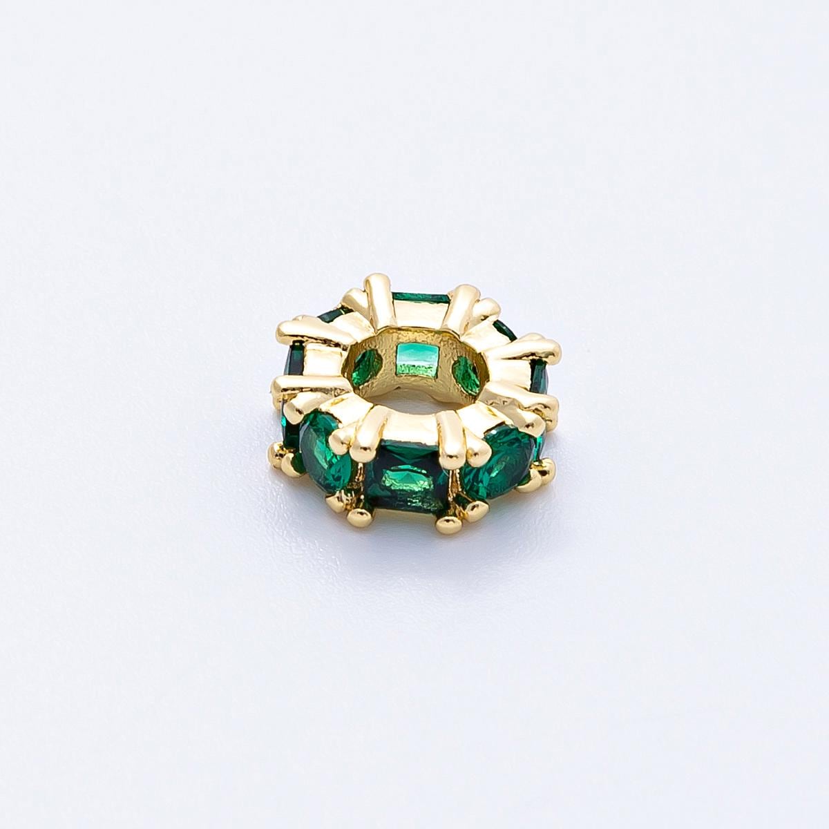 10mm 16k gold filled Sparkling multicolor CZ rondelle spacer beads DIY Jewelry Making Supply for custom bracelet necklace | BEADS-00089