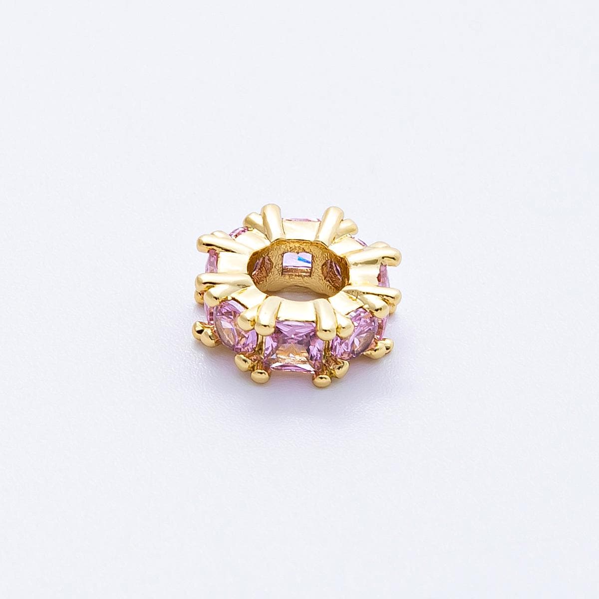 10mm 16k gold filled Sparkling multicolor CZ rondelle spacer beads DIY Jewelry Making Supply for custom bracelet necklace | BEADS-00089