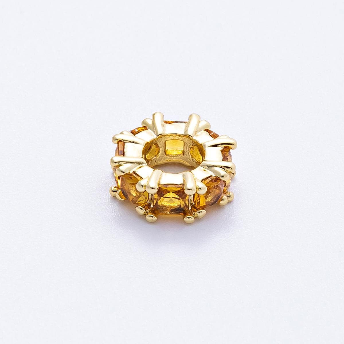 10mm 16k gold filled Sparkling multicolor CZ rondelle spacer beads DIY Jewelry Making Supply for custom bracelet necklace | BEADS-00089