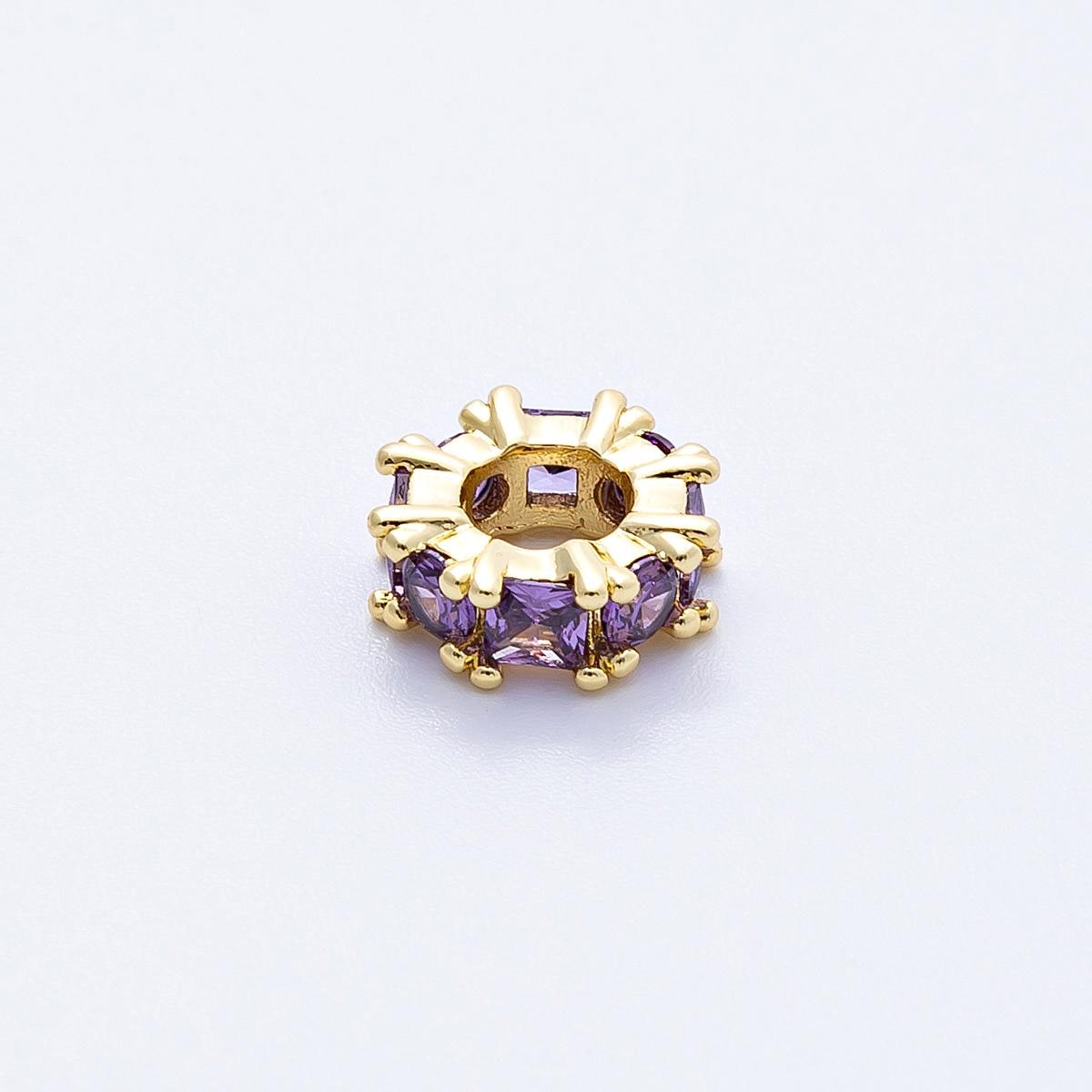 10mm 16k gold filled Sparkling multicolor CZ rondelle spacer beads DIY Jewelry Making Supply for custom bracelet necklace | BEADS-00089