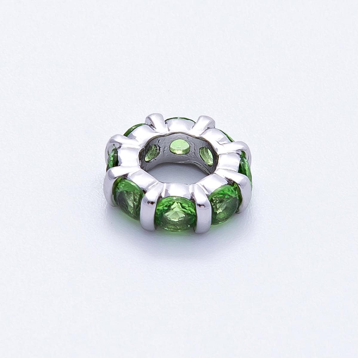 10.5mm rhodium plated multicolor CZ rondelle spacer beads wheel charm DIY Jewelry Making Supply for custom bracelet necklace | BEADS-00101