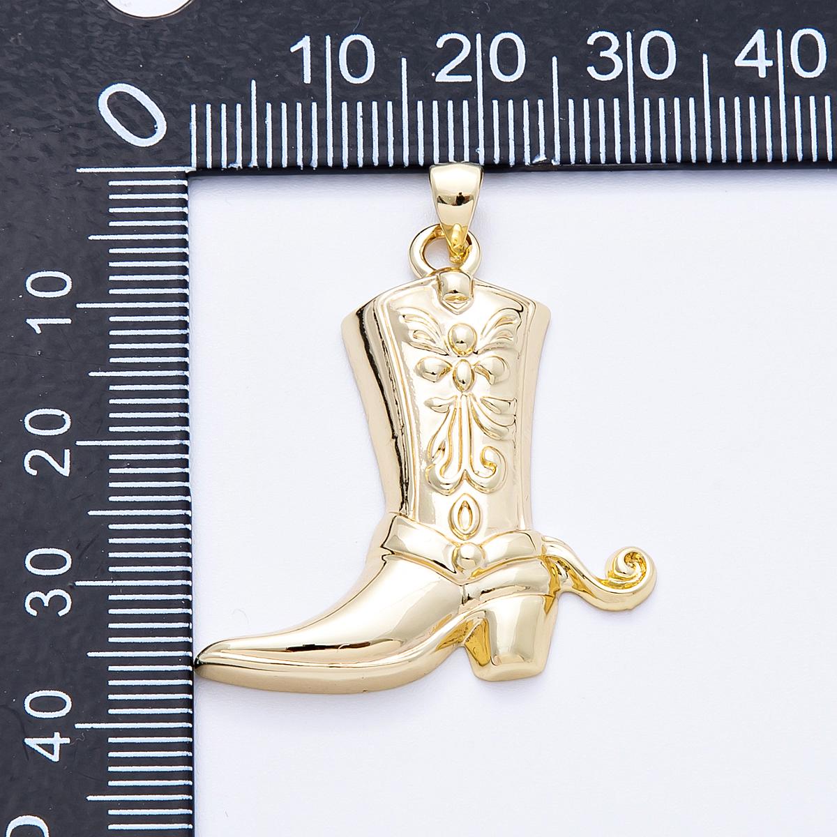 18K Gold Filled Cowboy Boots Pendant , Dainty Shoe Charm Bracelet Necklace for Western Wild Wild West Charms-00157