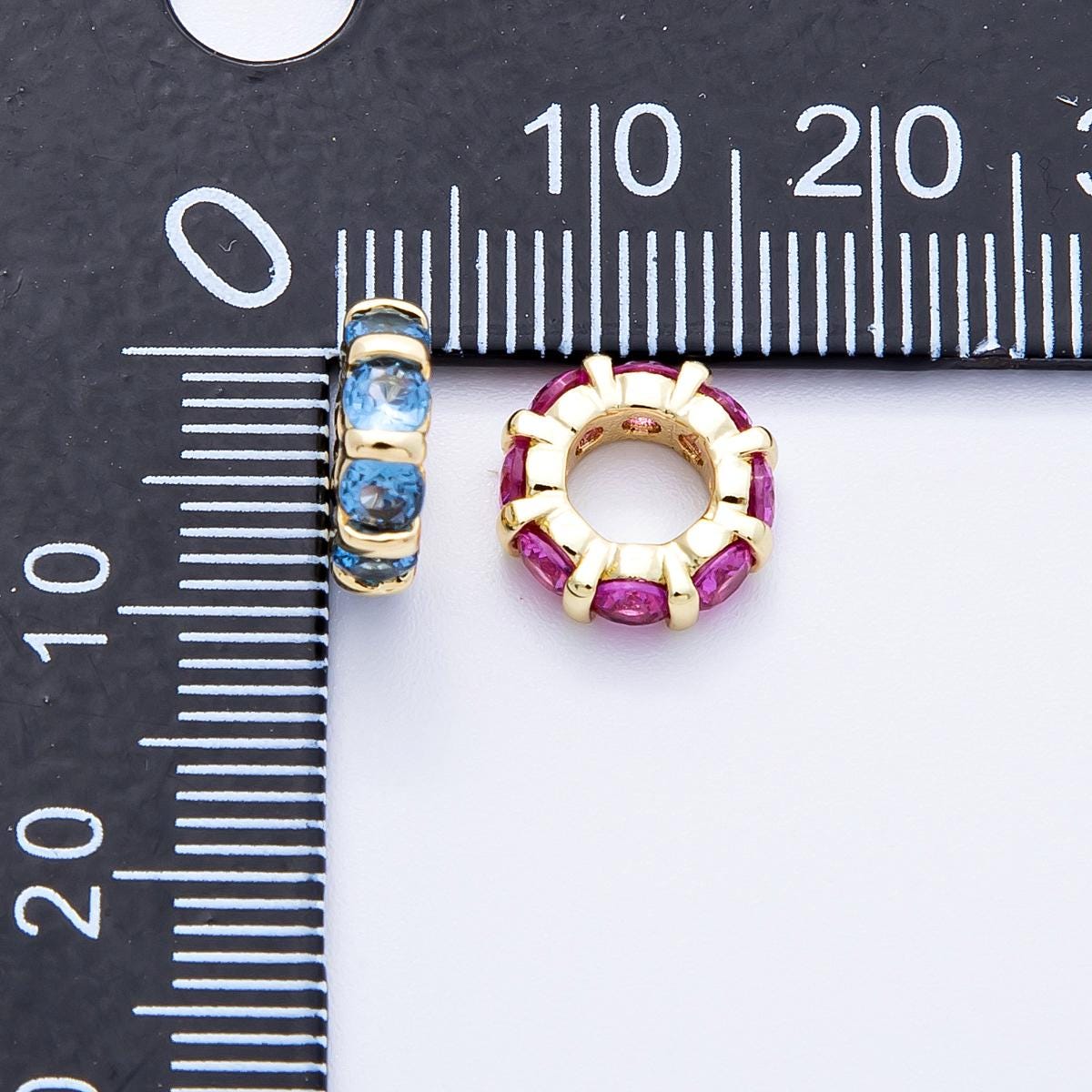 10.5mm 16k gold filled multicolor CZ rondelle spacer beads wheel charm DIY Jewelry Making Supply for custom bracelet necklace | BEADS-00113