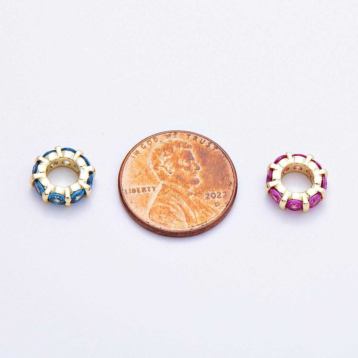 10.5mm 16k gold filled multicolor CZ rondelle spacer beads wheel charm DIY Jewelry Making Supply for custom bracelet necklace | BEADS-00113