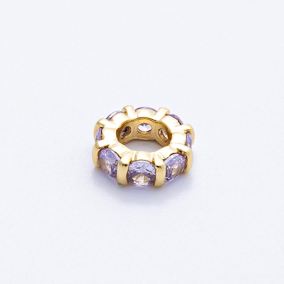 10.5mm 16k gold filled multicolor CZ rondelle spacer beads wheel charm DIY Jewelry Making Supply for custom bracelet necklace | BEADS-00113