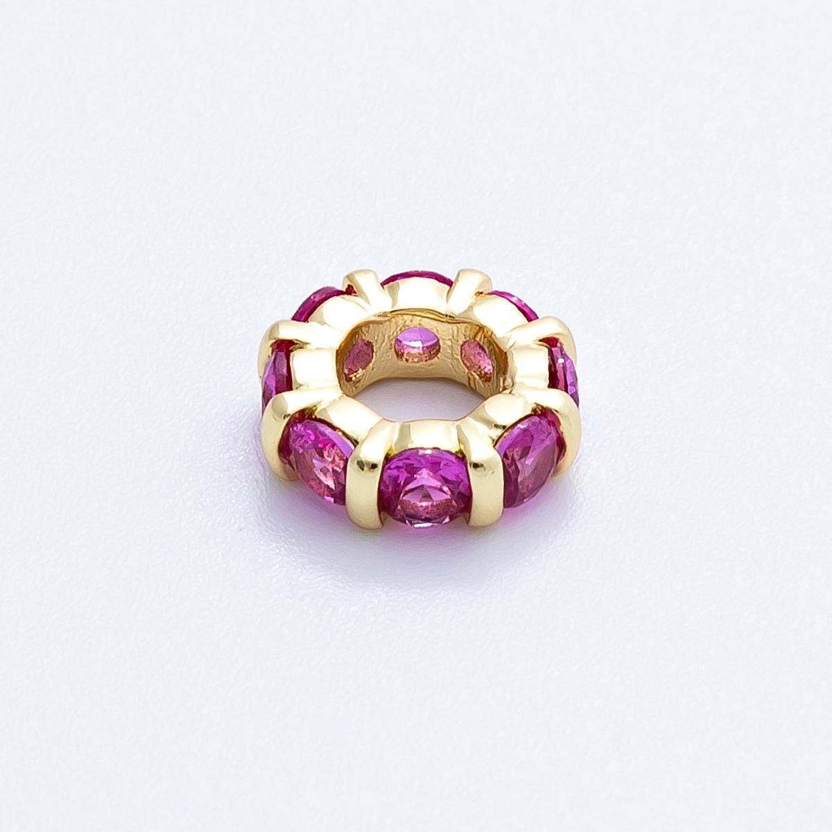 10.5mm 16k gold filled multicolor CZ rondelle spacer beads wheel charm DIY Jewelry Making Supply for custom bracelet necklace | BEADS-00113