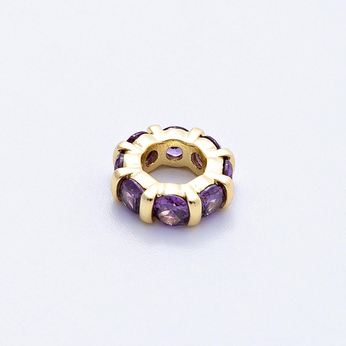 10.5mm 16k gold filled multicolor CZ rondelle spacer beads wheel charm DIY Jewelry Making Supply for custom bracelet necklace | BEADS-00113