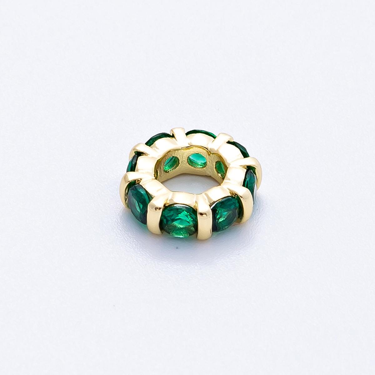 10.5mm 16k gold filled multicolor CZ rondelle spacer beads wheel charm DIY Jewelry Making Supply for custom bracelet necklace | BEADS-00113
