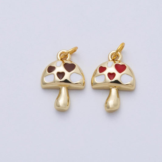 18K Gold Filled Mushroom Pendant, Dainty Shroomie Charm Bracelet Necklace for Magical Fantasy Charms-00169