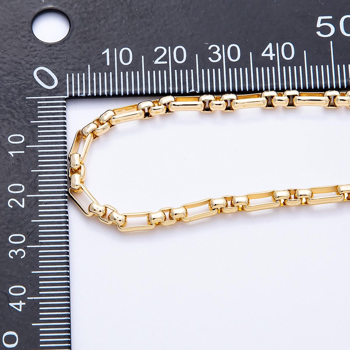 Dainty 3.3mm PVD Gold rolo stadium cable paperclip wholesale bulk jewelry making Stainless Steel Chain by Yard | ROLL-1837