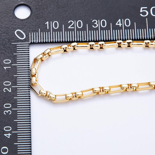 Dainty 3.3mm PVD Gold rolo stadium cable paperclip wholesale bulk jewelry making Stainless Steel Chain by Yard | ROLL-1837