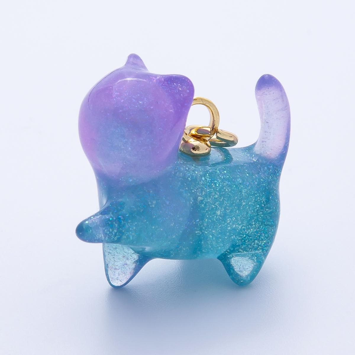 18K Gold Filled 27mm Colorful Glitter Kitty Cat Animal Resin Charm Kawaii Pet Pendants for custom Jewelry Making and crafts | CHARMS-00204
