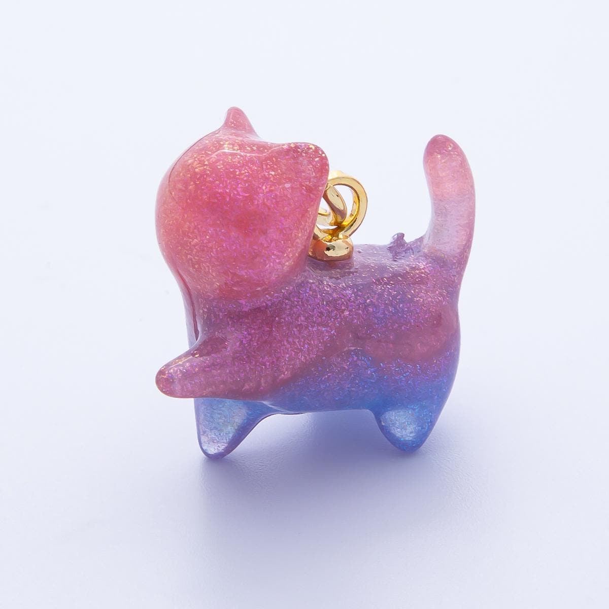 18K Gold Filled 27mm Colorful Glitter Kitty Cat Animal Resin Charm Kawaii Pet Pendants for custom Jewelry Making and crafts | CHARMS-00204