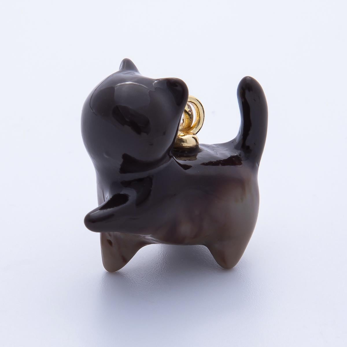 18K Gold Filled 27mm Colorful Glitter Kitty Cat Animal Resin Charm Kawaii Pet Pendants for custom Jewelry Making and crafts | CHARMS-00204