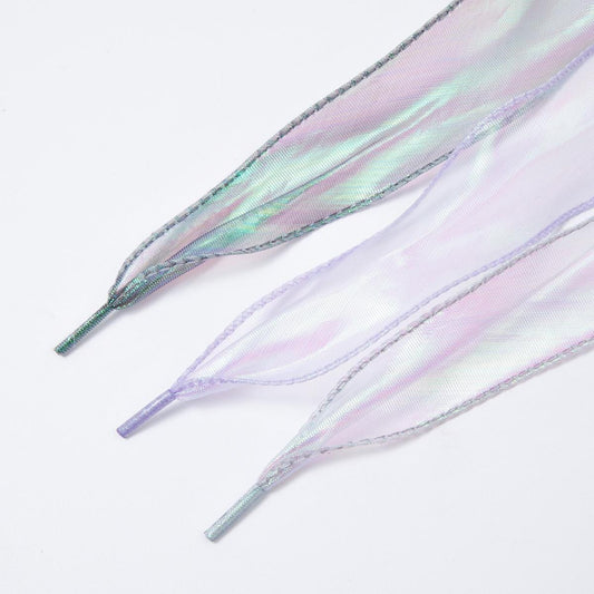 Holographic Iridescent shoelaces romantic magic mermaid sneaker laces for Fashion shoe game everyday chic accessory | WB-00312