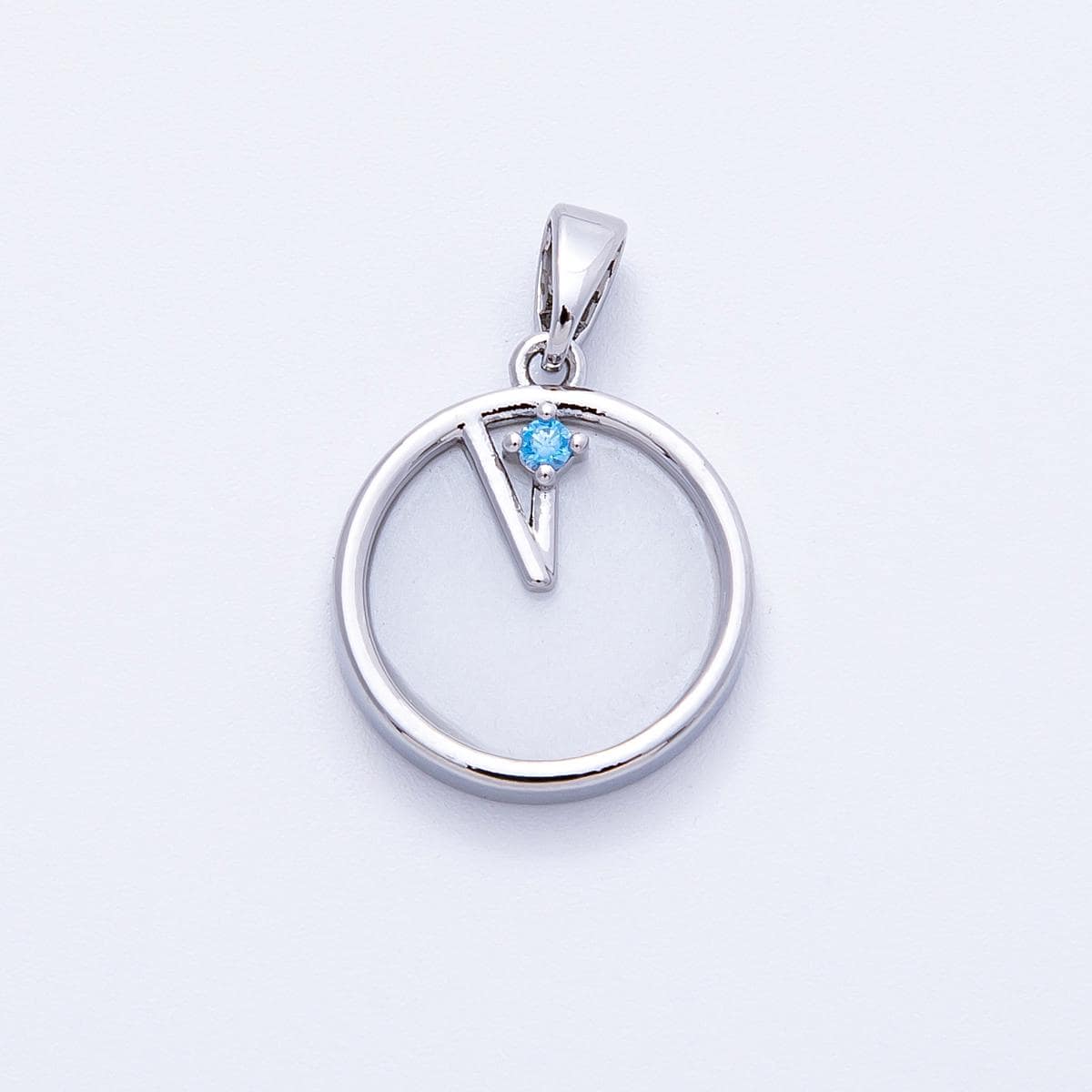 16K Gold Filled 17mm Blue CZ Shell Pearl Round Pendant Gold & Silver Minimalist Charm Jewelry Gift DIY Jewelry making supply | Charms-00184
