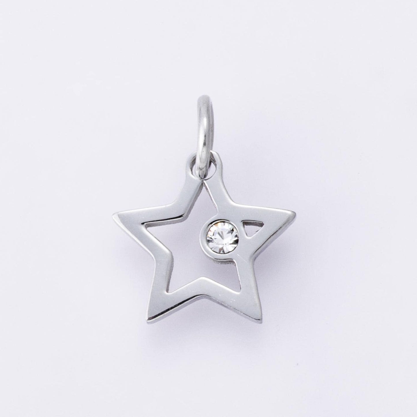 S925 sterling silver clear cz open celestial star pendant starry night charm necklace for DIY Jewelry Making Minimalist gift | C-00387