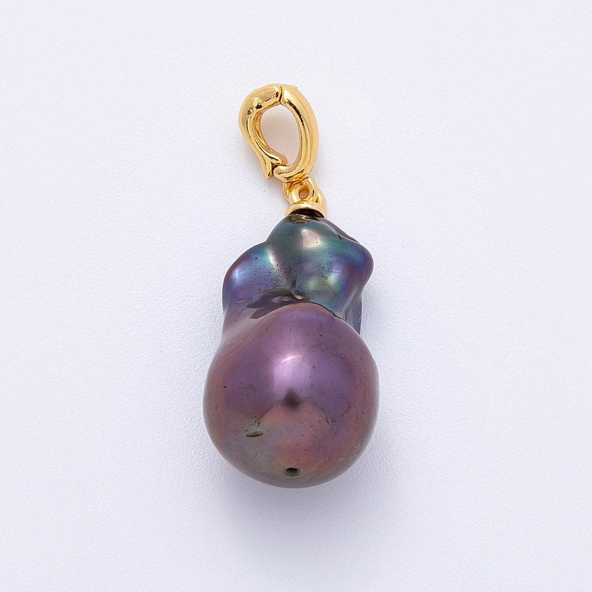 29mm Irregular Shell pearl pendant iridescent and white molten shape pearl charm for necklace unique statement gift for her | CHARMS-00247
