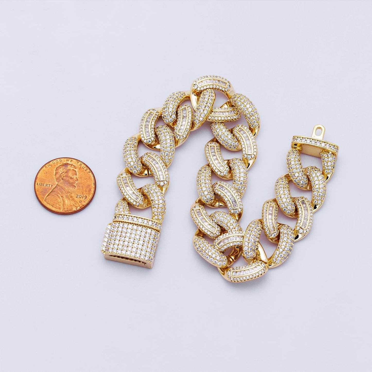 14k Gold Filled Iced Out Cuban Link Bracelet 7.3 Inch Luxury 16mm wide CZ Pave Chunky Chain for Hip Hop Jewelry WA4164