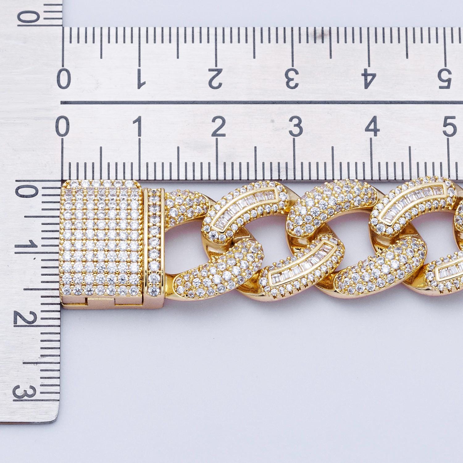 14k Gold Filled Iced Out Cuban Link Bracelet 7.3 Inch Luxury 16mm wide CZ Pave Chunky Chain for Hip Hop Jewelry WA4164