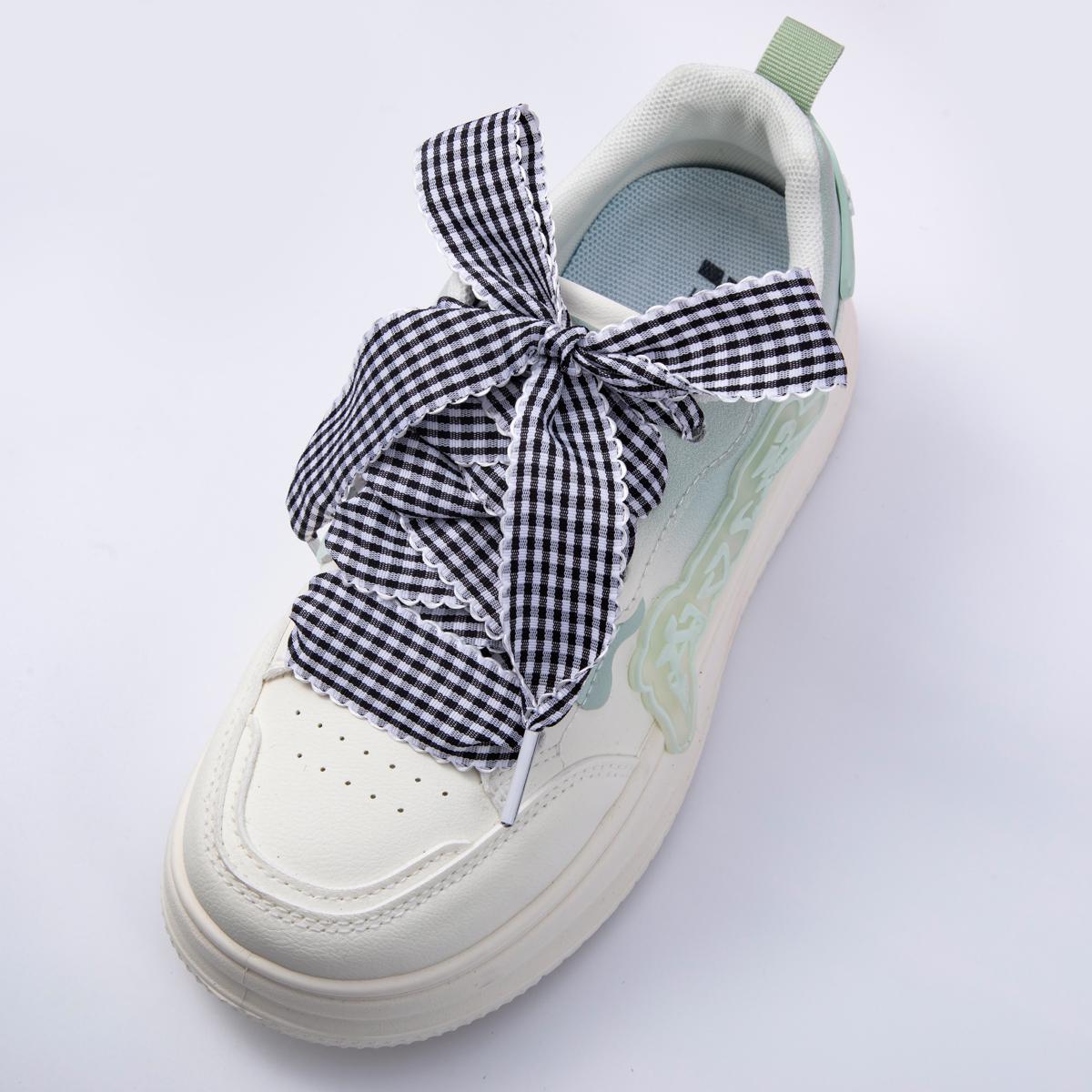 Scalloped Gingham Ribbon Shoelaces Custom girly sneaker laces fashion outfit accessory for her country girl coquette style | WB-00296