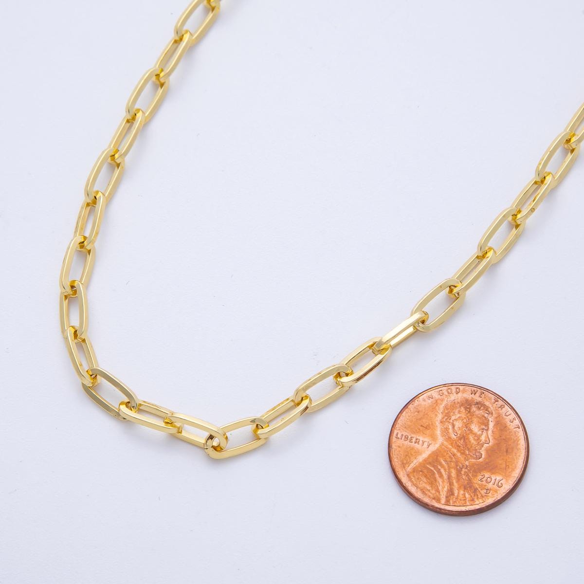 16K Gold Filled 9.3mm x 4.4mm Minimalist Paperclip Unfinished Chain by Yard Wholesale Bulk DIY Jewelry Making Supply necklace | Roll-01841