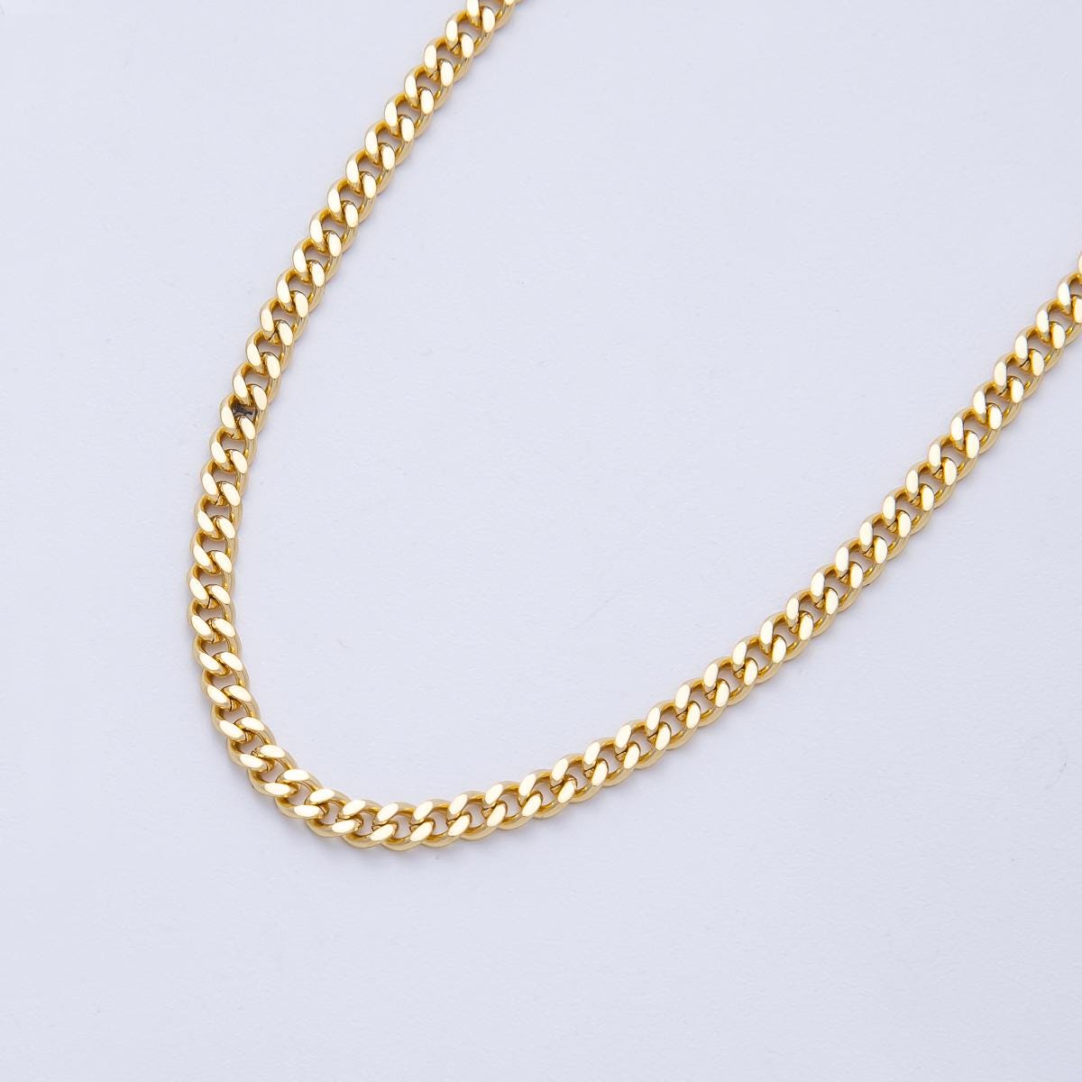 16K Gold Filled 3mm Minimalist Curb Unfinished Chain by Yard Wholesale Bulk DIY Jewelry Making Supply for necklace and bracelet | Roll-1843
