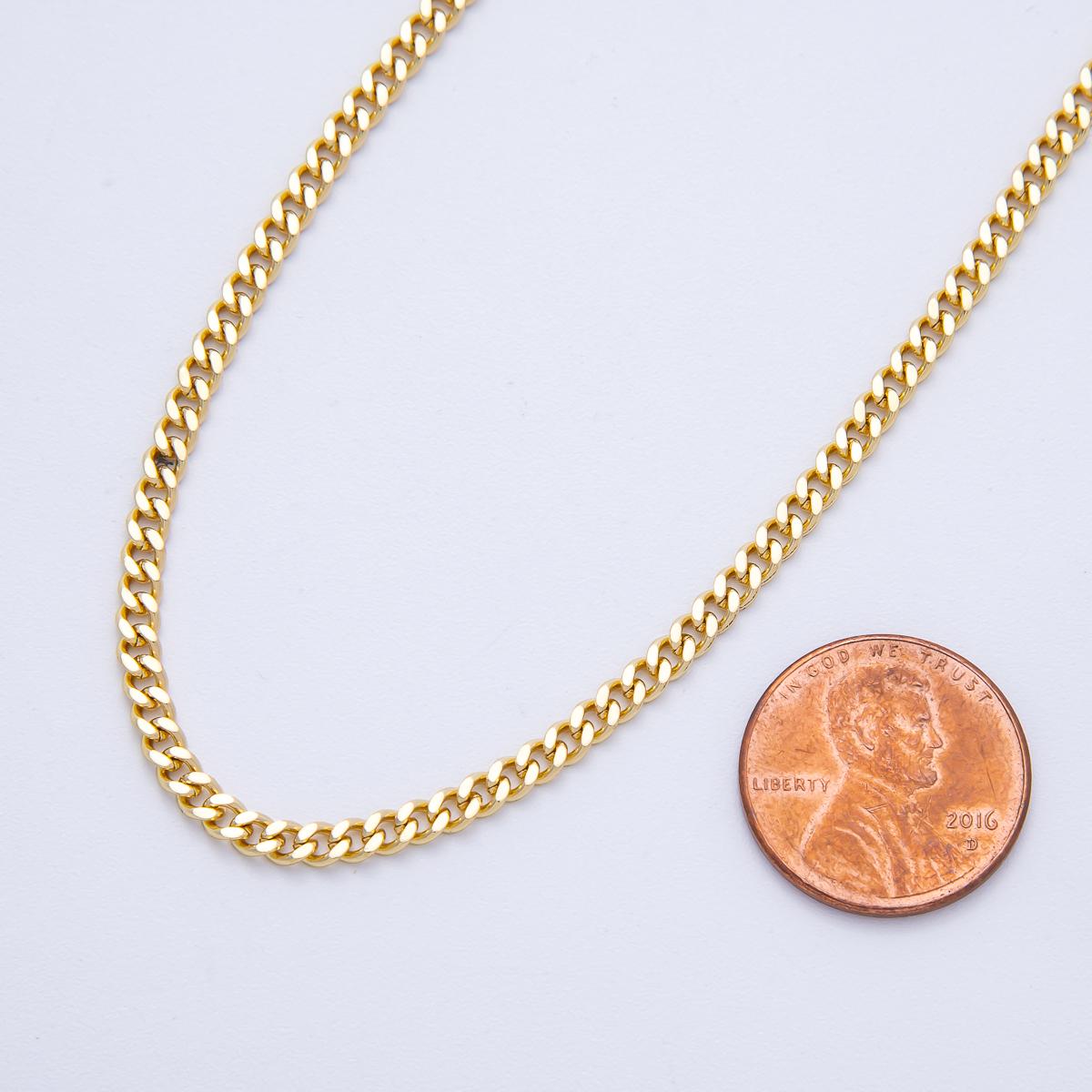 16K Gold Filled 3mm Minimalist Curb Unfinished Chain by Yard Wholesale Bulk DIY Jewelry Making Supply for necklace and bracelet | Roll-1843