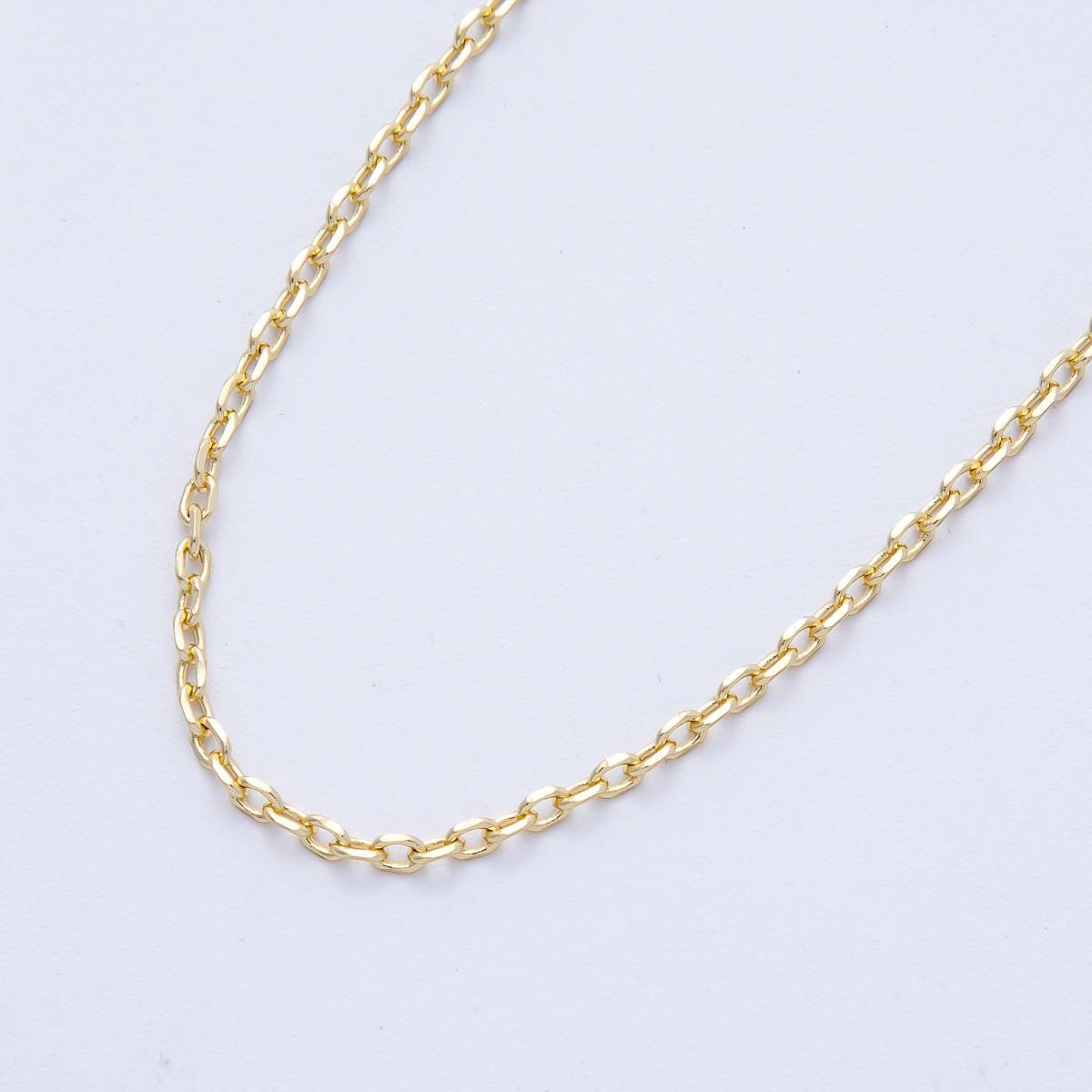 16K Gold Filled 3mm Minimalist Cable Unfinished Chain by Yard Wholesale Bulk DIY Jewelry Making Supply for custom necklace | Roll-01845