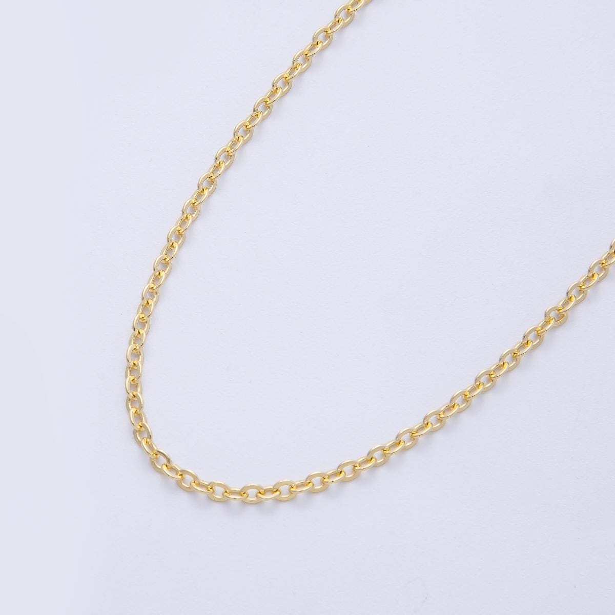 16K Gold Filled 2.7mm x 2.3mm Cable Unfinished Chain by Yard Wholesale Bulk DIY Jewelry Making Supply for custom necklace | Roll-01847